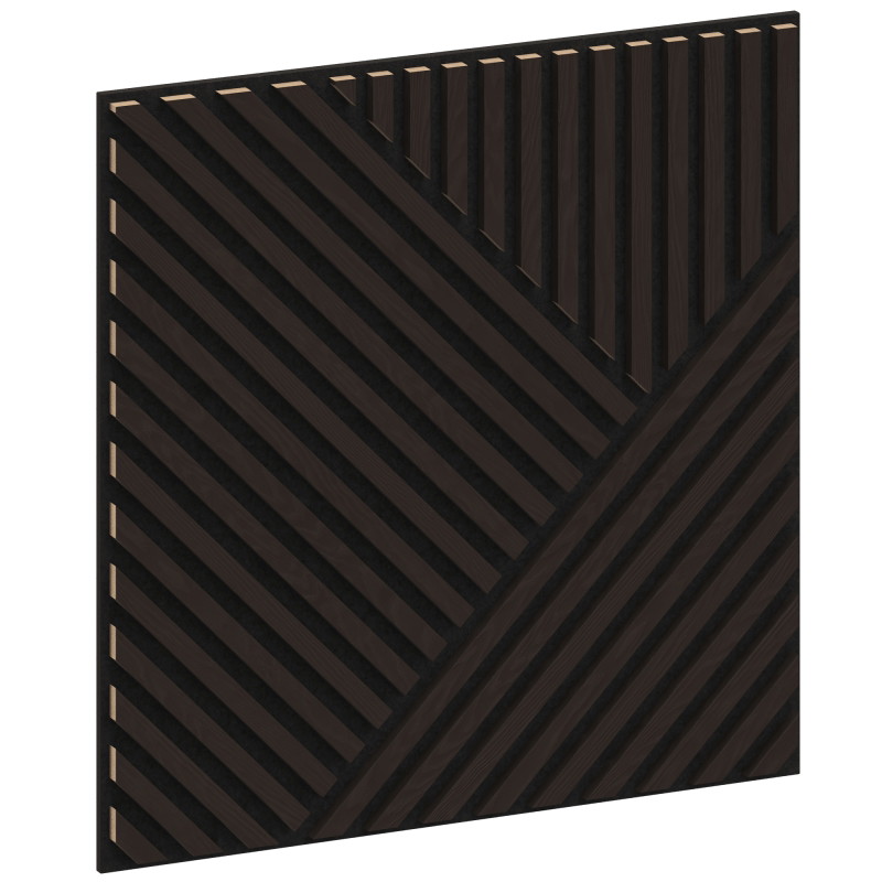 Mexen Linea 25 akustinė sieninė plokštė 60 x 60 cm (4vnt.), veltinis 9 mm, techninis fanera, juodojo ąžuolo spalva