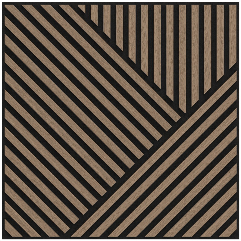 Mexen Linea 25 akustinė sieninė plokštė 60 x 60 cm (4 vnt.), 9 mm veltinis, techninis fanerio fanera, šviesus riešutas