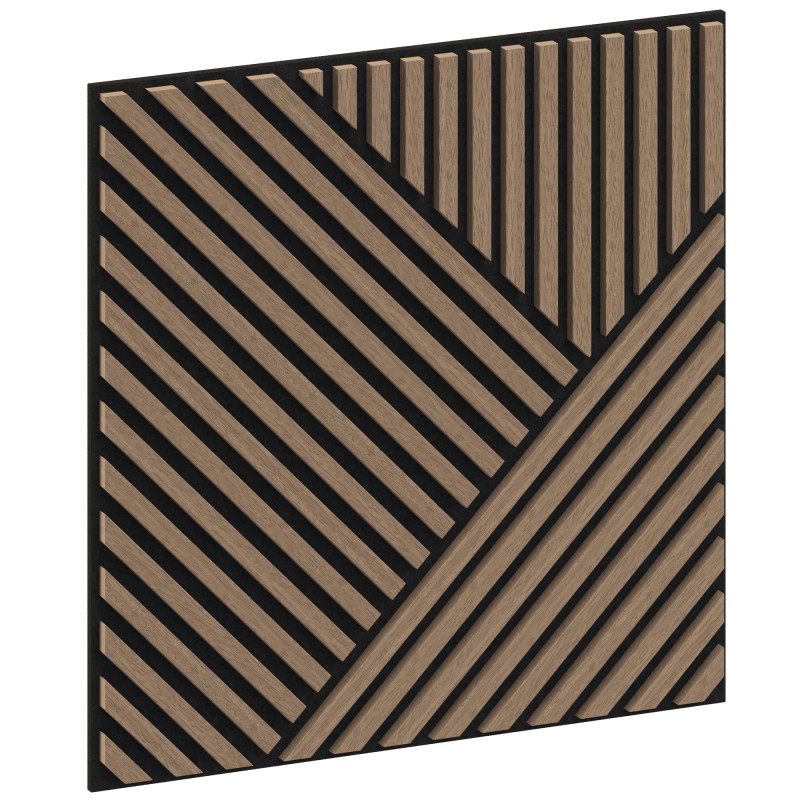Mexen Linea 25 akustinė sieninė plokštė 60 x 60 cm (4 vnt.), 9 mm veltinis, techninis fanerio fanera, šviesus riešutas