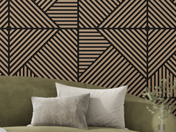 Mexen Linea 25 akustinė sieninė plokštė 60 x 60 cm (4 vnt.), 9 mm veltinis, techninis fanerio fanera, šviesus riešutas