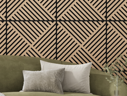 Mexen Linea 08 akustinė sieninė plokštė 60 x 60 cm (4 vnt.), veltinis 9 mm, techninis faneros lukštas, Baltintas Ąžuolas