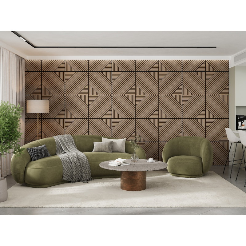 Mexen Linea 26 sieninis akustinis skydelis 60 x 60 cm (4 vnt.), 9 mm filcas, techninis lukštas, Šviesus Riešutas