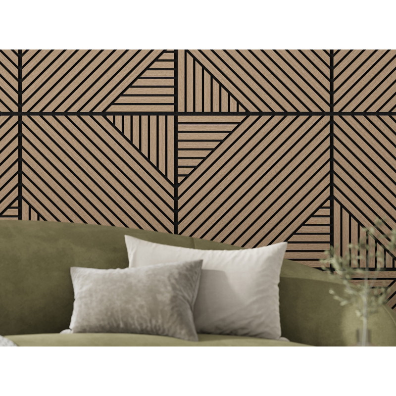 Mexen Linea 26 sieninis akustinis skydelis 60 x 60 cm (4 vnt.), 9 mm filcas, techninis lukštas, Šviesus Riešutas