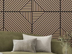 Mexen Linea 26 sieninis akustinis skydelis 60 x 60 cm (4 vnt.), 9 mm filcas, techninis lukštas, Šviesus Riešutas