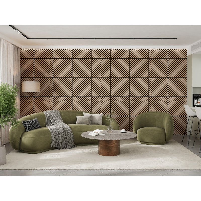 Mexen Linea 39 akustinė sienų plokštė 60 x 60 cm (4 vnt.), 9 mm veltinis, techninis faneras, Balintas Ąžuolas