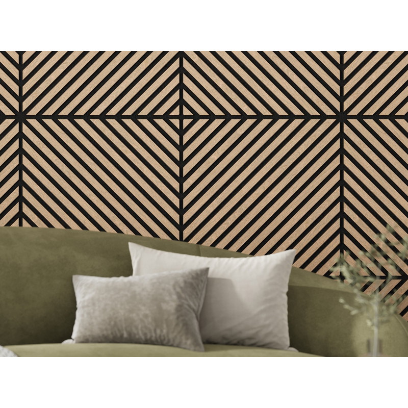 Mexen Linea 39 akustinė sienų plokštė 60 x 60 cm (4 vnt.), 9 mm veltinis, techninis faneras, Balintas Ąžuolas