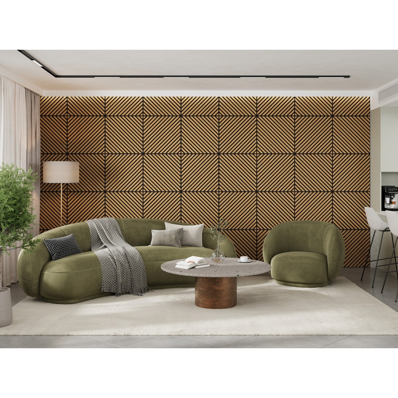 Mexen Linea 39 sieninė akustinė plokštė 60 x 60 cm (4 vnt.), veltinis 9 mm, techninis fanera, Ąžuolas Classic