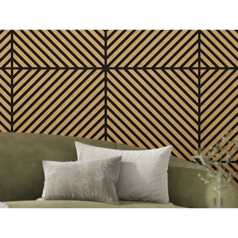 Mexen Linea 39 sieninė akustinė plokštė 60 x 60 cm (4 vnt.), veltinis 9 mm, techninis fanera, Ąžuolas Classic