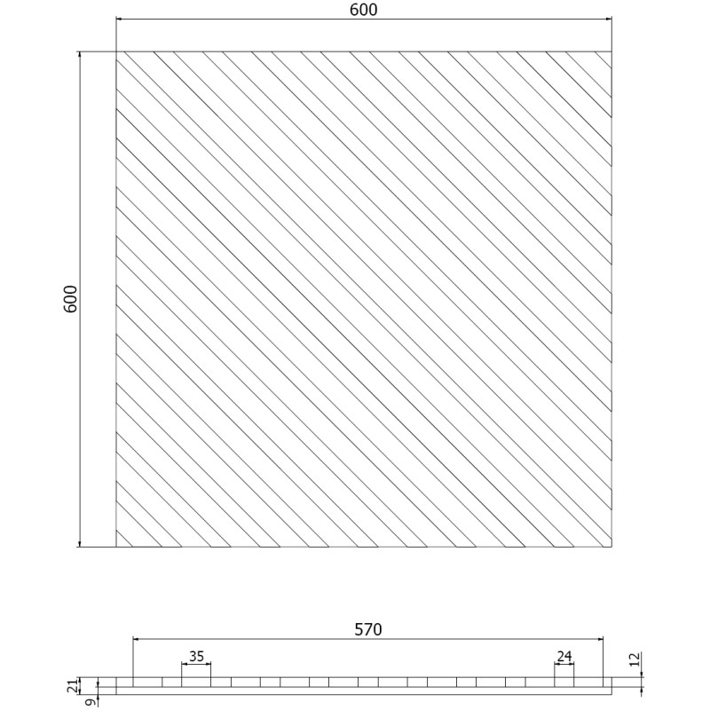 Mexen Linea 39 sieninė akustinė plokštė 60 x 60 cm (4 vnt.), veltinis 9 mm, techninis fanera, Ąžuolas Classic