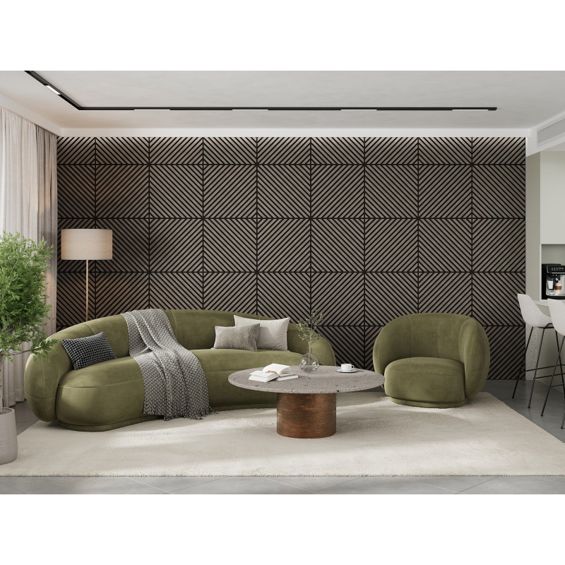 Mexen Linea 39 akustinė sienų plokštė 60 x 60 cm (4 vnt.), veltinis 9 mm, techninis fanieris, Pilkas Ąžuolas