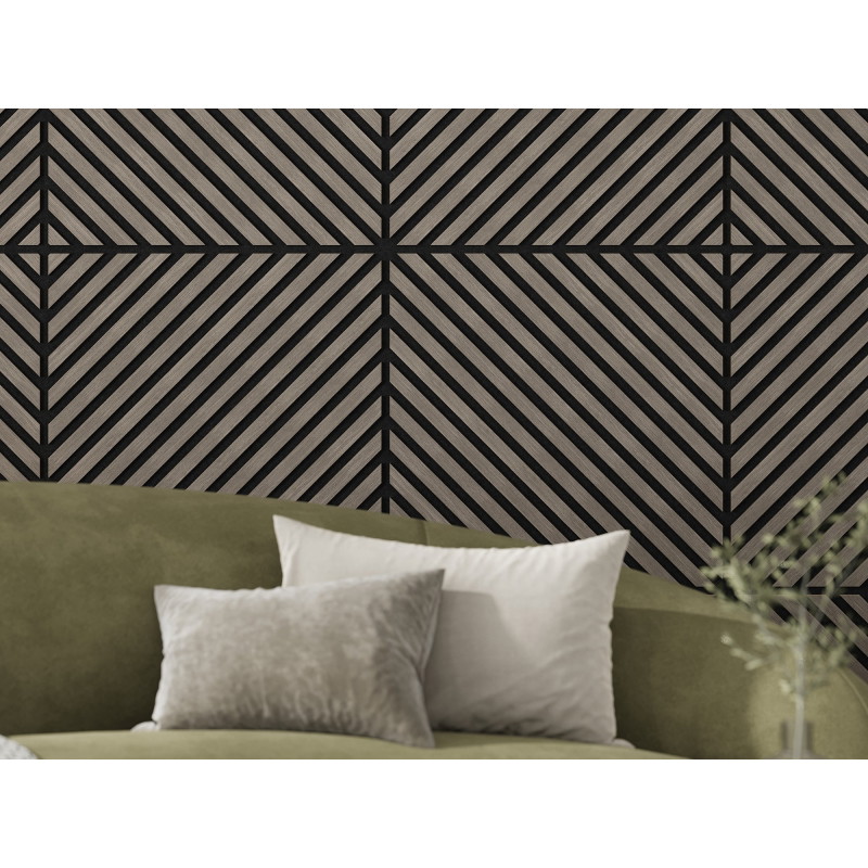 Mexen Linea 39 akustinė sienų plokštė 60 x 60 cm (4 vnt.), veltinis 9 mm, techninis fanieris, Pilkas Ąžuolas