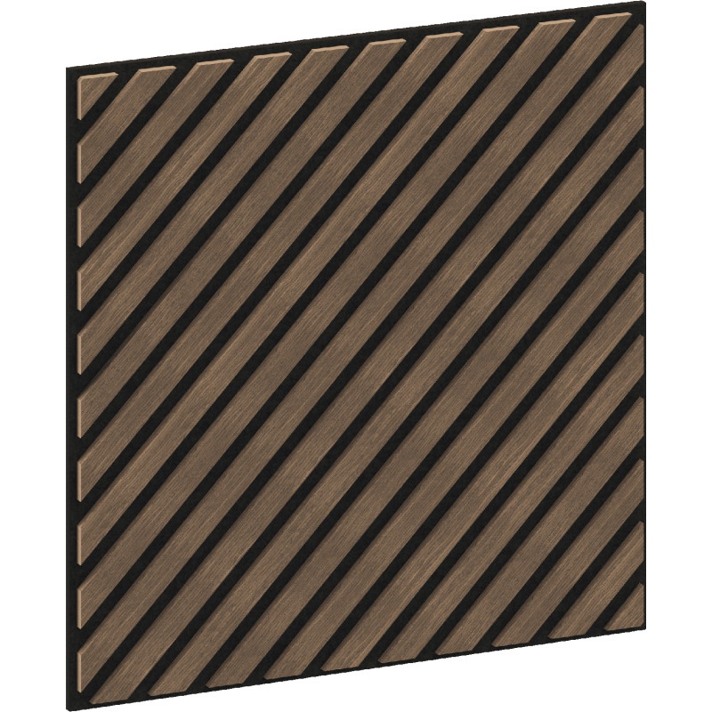 Mexen Linea 39 sieninė akustinė plokštė 60 x 60 cm (4 vnt.), 9 mm veltinis, techninis lukštas, Tamsus Riešutas