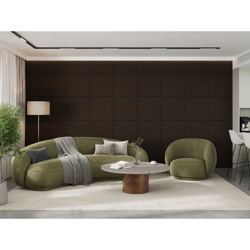 Mexen Linea 39 akustinė sienų plokštė 60 x 60 cm (4 vnt.), 9 mm veltinis, techninis faneruotė, Mocca ąžuolas
