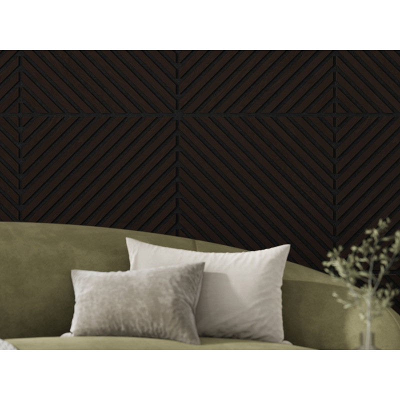Mexen Linea 39 garso izoliacinė sieninė plokštė 60 x 60 cm (4 vnt.), 9 mm veltinis, techninis faneras, Juodasis Ąžuolas