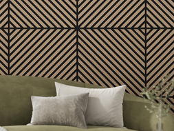 Mexen Linea 39 akustinis sieninis skydas 60 x 60 cm (4 vnt.), veltinis 9 mm, techninis faneris, Šviesus Riešutas