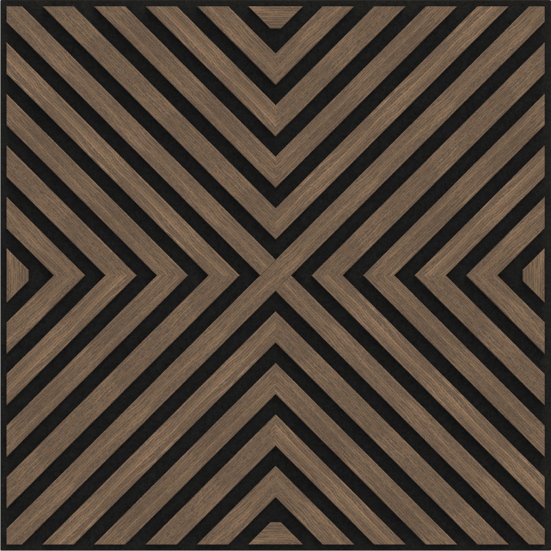 Mexen Linea 01 akustinė sieninė plokštė 60 x 60 cm (4 vnt.), 9 mm veltinis, techninis lukštas, Tamsus Riešutas