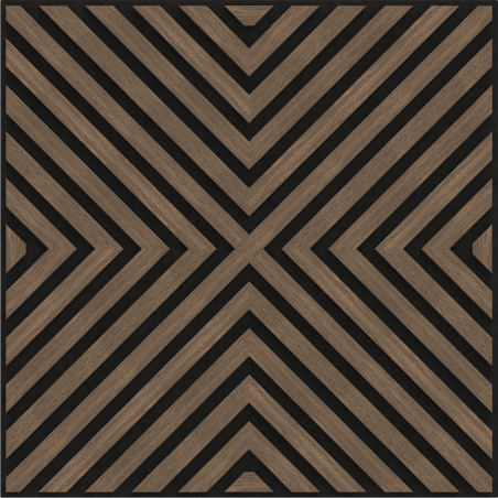 Mexen Linea 01 akustinė sieninė plokštė 60 x 60 cm (4 vnt.), 9 mm veltinis, techninis lukštas, Tamsus Riešutas