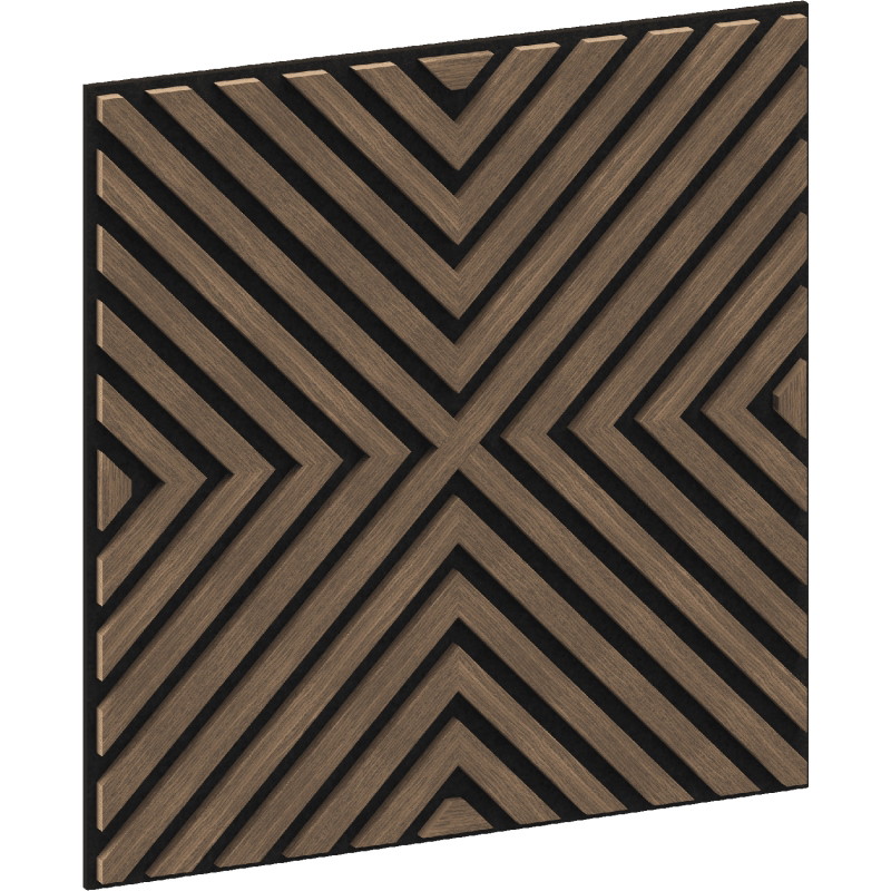 Mexen Linea 01 akustinė sieninė plokštė 60 x 60 cm (4 vnt.), 9 mm veltinis, techninis lukštas, Tamsus Riešutas