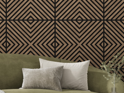 Mexen Linea 01 akustinė sieninė plokštė 60 x 60 cm (4 vnt.), 9 mm veltinis, techninis lukštas, Tamsus Riešutas
