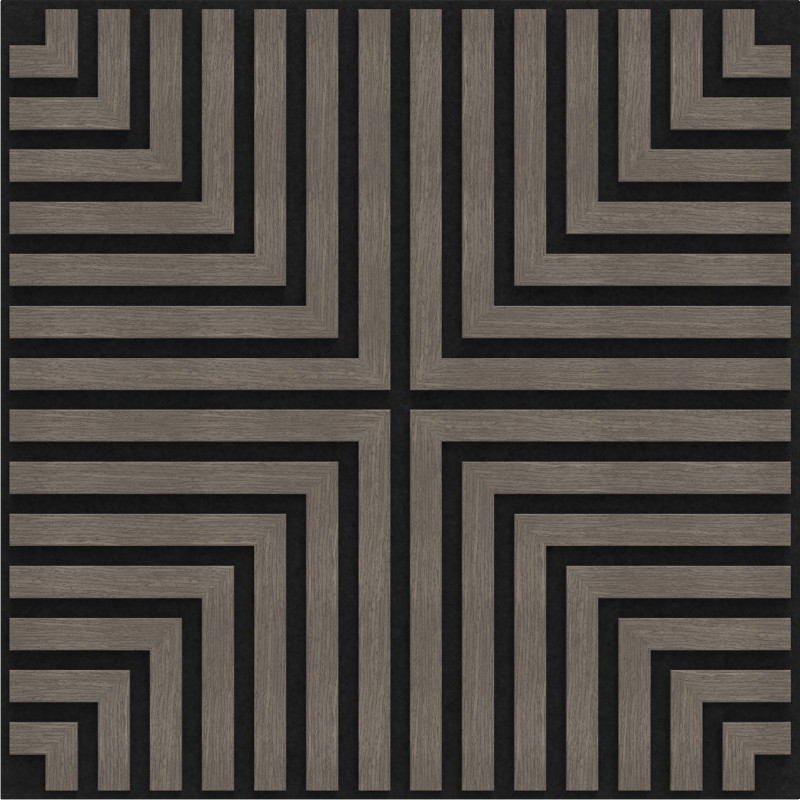 Mexen Linea 02 akustinė sieninė plokštė 60 x 60 cm (4 vnt.), 9 mm veltinis, techninis faneris, Pilkas Ąžuolas