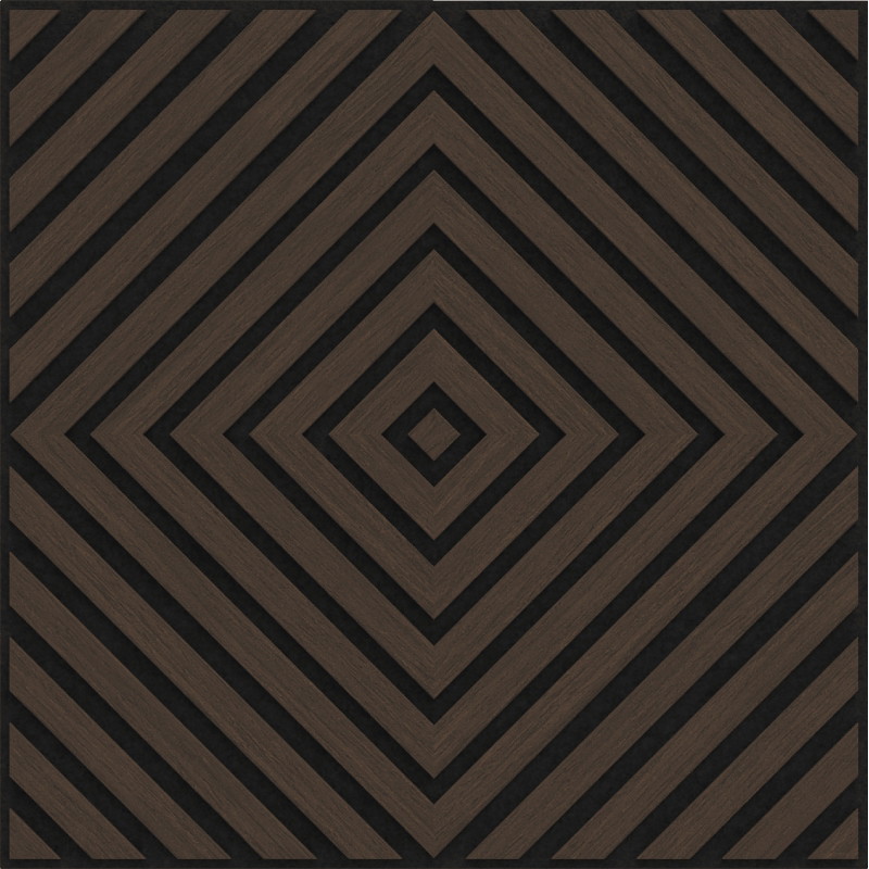 Mexen Linea 03 akustinė sieninė plokštė 60 x 60 cm (4 vnt.), 9 mm veltinis, techninis faneras, Mocca ąžuolas