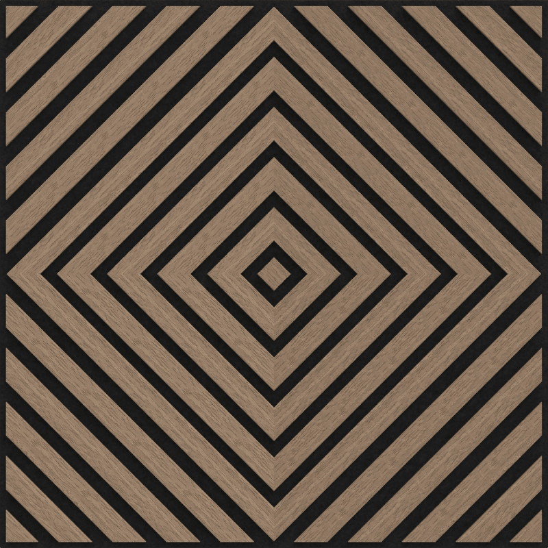 Mexen Linea 03 sieninė akustinė plokštė 60 x 60 cm (4vnt.), 9 mm veltinis, techninis fanera, Šviesus Riešutas