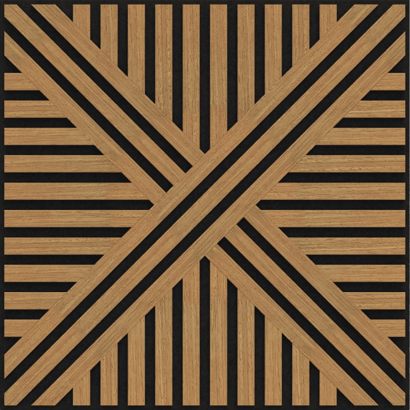 Mexen Linea 05 Garso sugerinimo sienų plokštė 60 x 60 cm (4 vnt.), veltinis 9 mm, techninis faneros lukštas, Ąžuolas