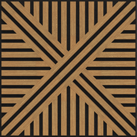 Mexen Linea 05 Garso sugerinimo sienų plokštė 60 x 60 cm (4 vnt.), veltinis 9 mm, techninis faneros lukštas, Ąžuolas