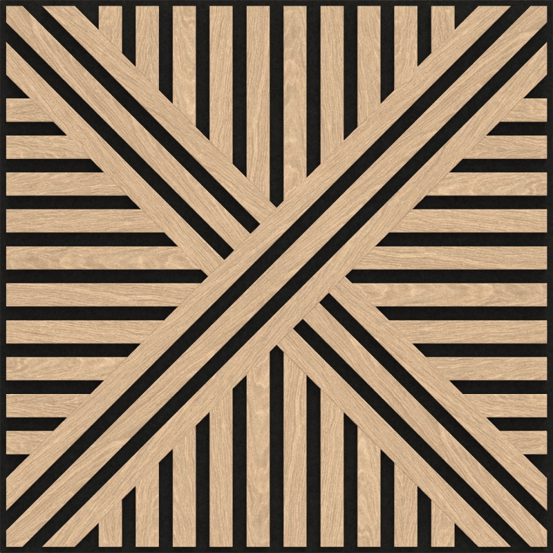 Mexen Linea 05 sieninė akustinė plokštė 60 x 60 cm (4vnt.), veltinis 9 mm, techninis fanera, Balinta Ąžuolas