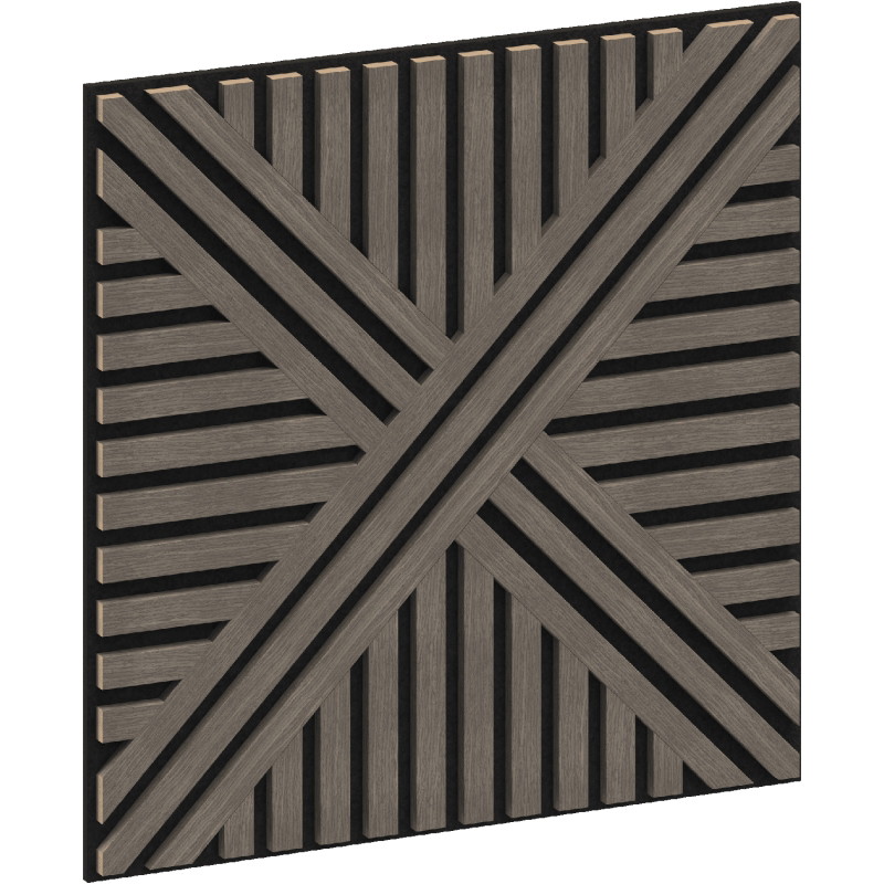 Mexen Linea 05 sieninis akustinis skydas 60 x 60 cm (4 vnt.), veltinis 9 mm, techninis faneras, Pilkas Ąžuolas