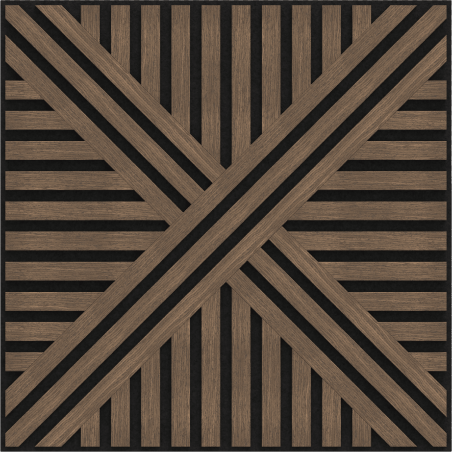 Mexen Linea 05 akustinė sienų plokštė 60 x 60 cm (4 vnt.), veltinis 9 mm, techninis fanera, Tamsus Riešutas