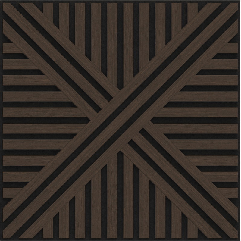 Mexen Linea 05 akustinis sienų skydelis 60 x 60 cm (4 vnt.), 9 mm filcas, technologinis fanera, Mocca ąžuolas