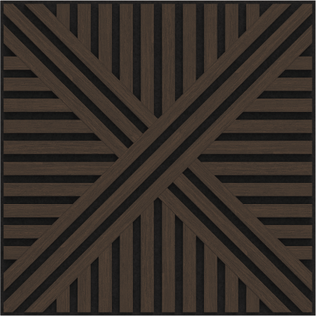 Mexen Linea 05 akustinis sienų skydelis 60 x 60 cm (4 vnt.), 9 mm filcas, technologinis fanera, Mocca ąžuolas