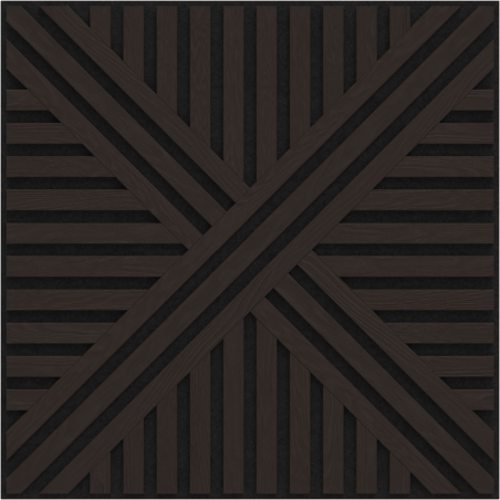 Mexen Linea 05 akustinė sieninė plokštė 60 x 60 cm (4 vnt.), veltinis 9 mm, techninė fanera, Juodas ąžuolas