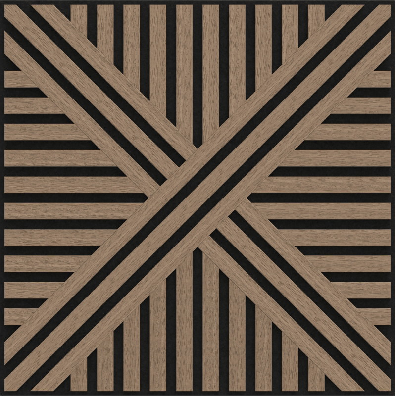 Mexen Linea 05 akustinis sienos panelis 60 x 60 cm (4 vnt.), veltinis 9 mm, techninis faneris, Šviesus Riešutas
