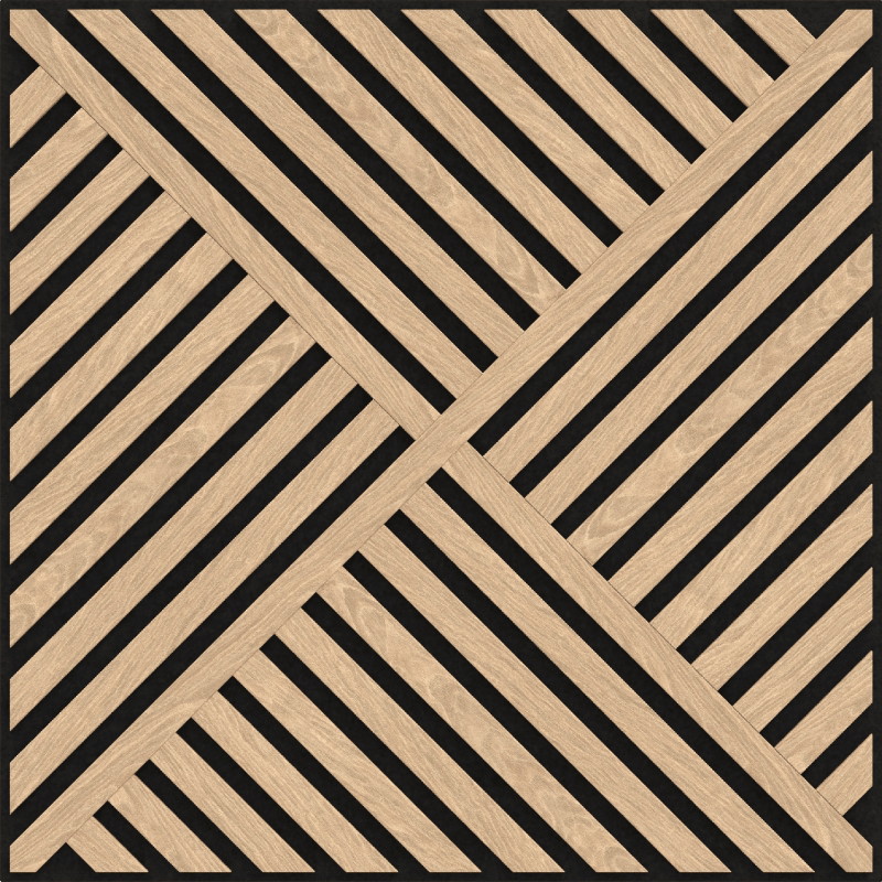 Mexen Linea 08 akustinė sieninė plokštė 60 x 60 cm (4 vnt.), veltinis 9 mm, techninis faneros lukštas, Baltintas Ąžuolas
