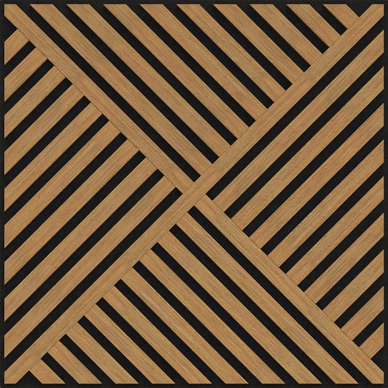 Mexen Linea 08 akustinė sienų plokštė 60 x 60 cm (4 vnt.), veltinis 9 mm, techninis fanera, Classic ąžuolas