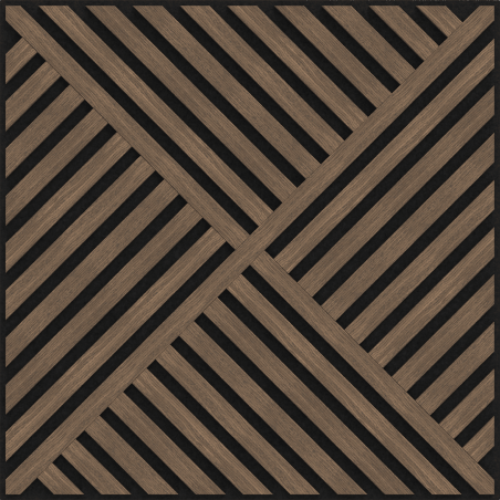 Mexen Linea 08 akustinė sienų plokštė 60 x 60 cm (4 vnt.), 9 mm veltinis, techninis fanera, Tamsus Riešutas