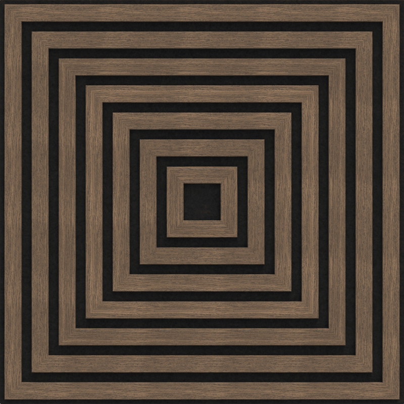 Mexen Linea 13 akustinė sienų plokštė 60 x 60 cm (4 vnt.), 9 mm veltinis, techninis faneras, tamsus riešutas