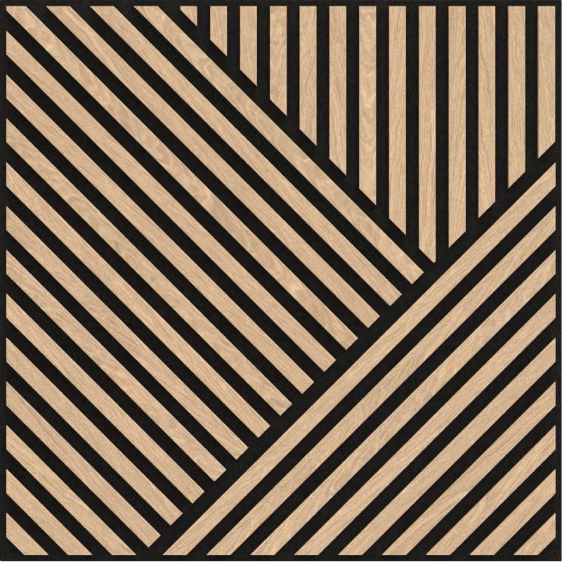 Mexen Linea 25 sieninė akustinė plokštė 60 x 60 cm (4 vnt.), veltinis 9 mm, techninis fanera, Baltintas Ąžuolas