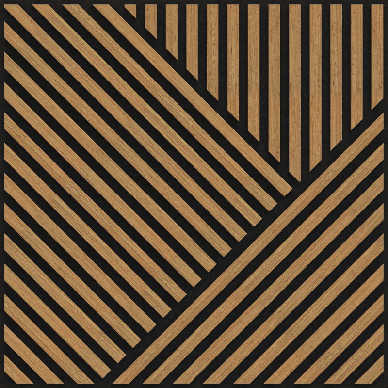 Mexen Linea 25 akustinė sienos plokštė 60 x 60 cm (4 vnt.), veltinis 9 mm, techninis fanera, Ąžuolas Classic
