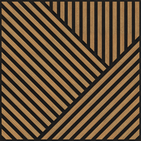 Mexen Linea 25 akustinė sienos plokštė 60 x 60 cm (4 vnt.), veltinis 9 mm, techninis fanera, Ąžuolas Classic