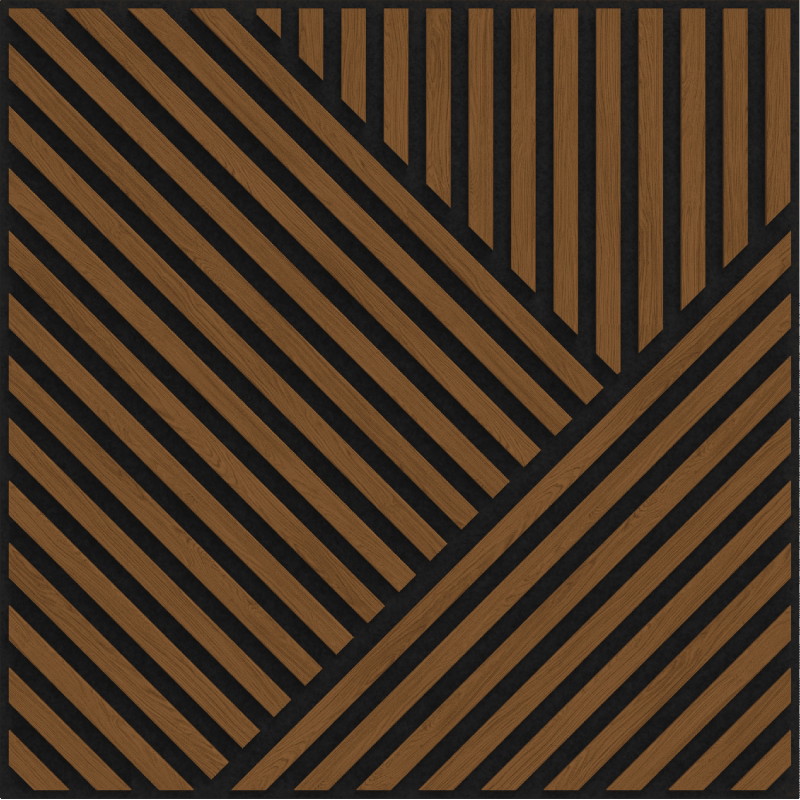 Mexen Linea 25 akustinė sieninė plokštė 60 x 60 cm (4vnt.), 9 mm veltinis, techninis lukštas, Natūralus Ąžuolas