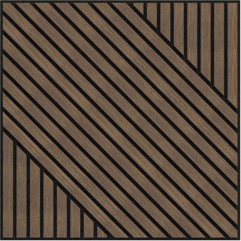 Mexen Linea 26 akustinė sieninė plokštė 60 x 60 cm (4 vnt.), veltinis 9 mm, techninis faneris, Tamsus Riešutas