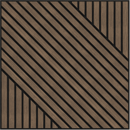 Mexen Linea 26 akustinė sieninė plokštė 60 x 60 cm (4 vnt.), veltinis 9 mm, techninis faneris, Tamsus Riešutas