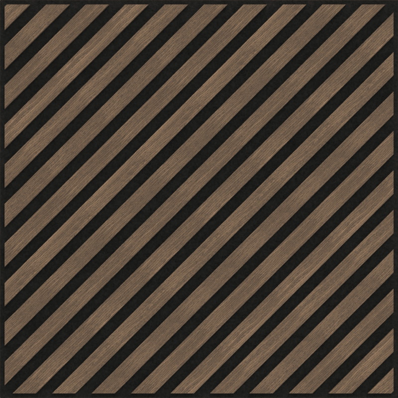 Mexen Linea 39 sieninė akustinė plokštė 60 x 60 cm (4 vnt.), 9 mm veltinis, techninis lukštas, Tamsus Riešutas