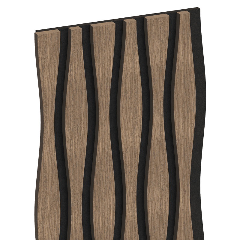 Mexen Lam-SF 01 Lam-SF 26 akustinės sienų juostelės 280 x 30 cm, veltinis 9 mm, techninis fanera, Tamsus Riešutas
