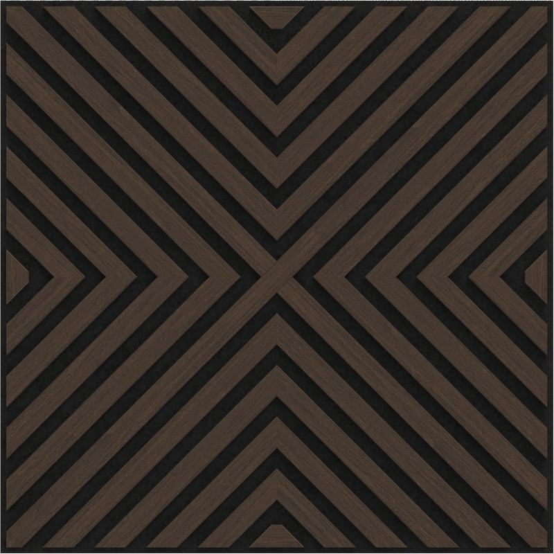 Mexen Linea 01 sienų akustinis skydelis 60 x 60 cm (4 vnt.), 9 mm veltinis, techninis fanera, Mocca Ąžuolas