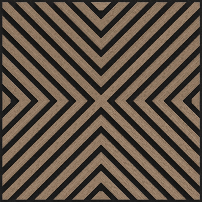 Mexen Linea 01 akustinė sienos plokštė 60 x 60 cm (4 vnt.), 9 mm veltinis, techninis fanera, Šviesus Riešutas