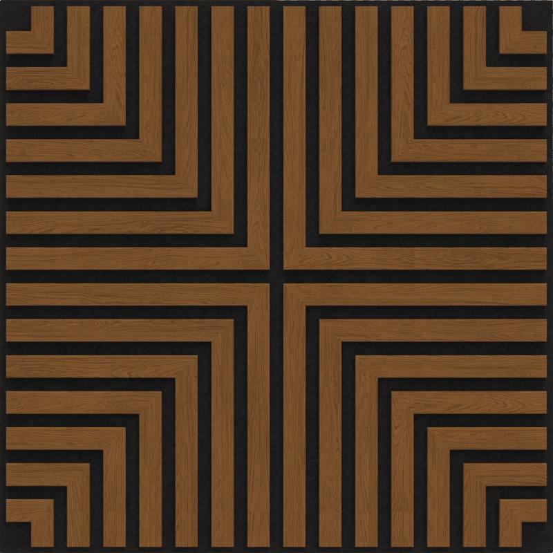 Mexen Linea 02 akustinė sieninė plokštė 60 x 60 cm (4 vnt.), veltinis 9 mm, techninis fanera, Natūralus Ąžuolas